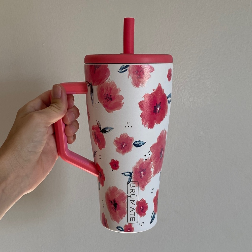 BrüMate Floral Era Tumbler - Pink and White